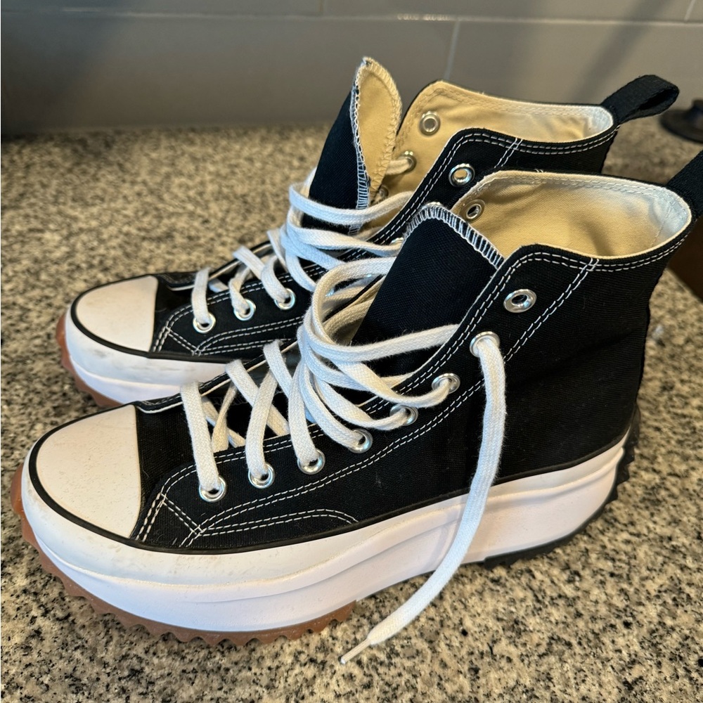 Converse Black and White Platform Chuck Taylor High Top Sneakers